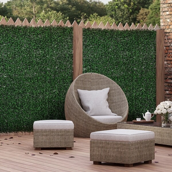 Outsunny 12PCS 20 x 20 Artificial Boxwood Panels Milan Leaf Grass Privacy Fence Screen Topiary Hedge Plant Greenery Wall