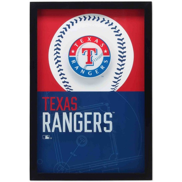 Mlb Texas Rangers Baseball Logo Glass Framed Panel