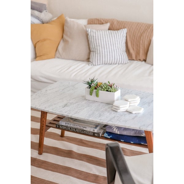 Beautiful Italian Carrara White Marble Coffee Table For A Modernized And Stylish Living Room