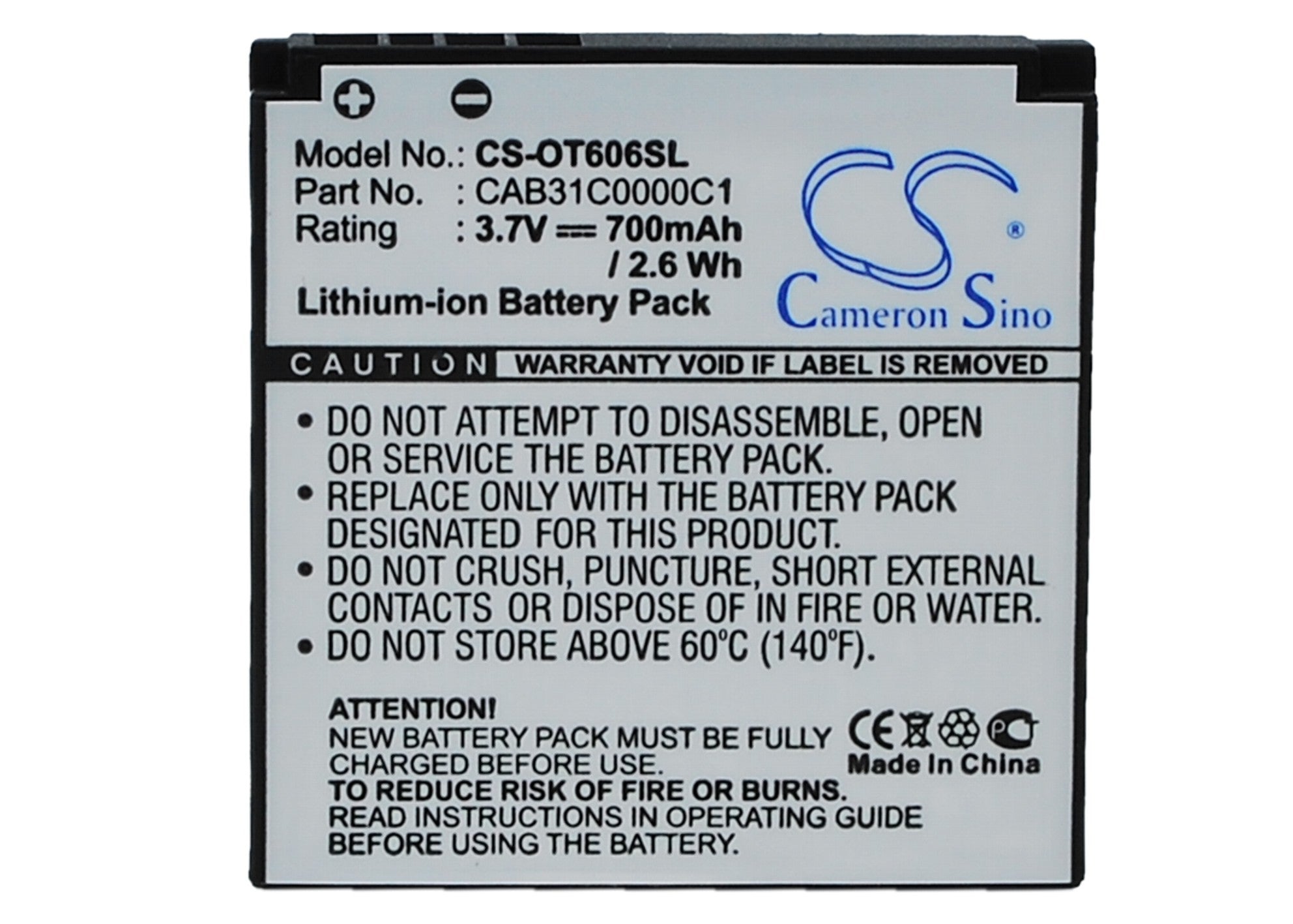 Alcatel OT606 OT606 Sparq OT606A OT606C Replacement Battery BatteryClerkcom Mobile Phone