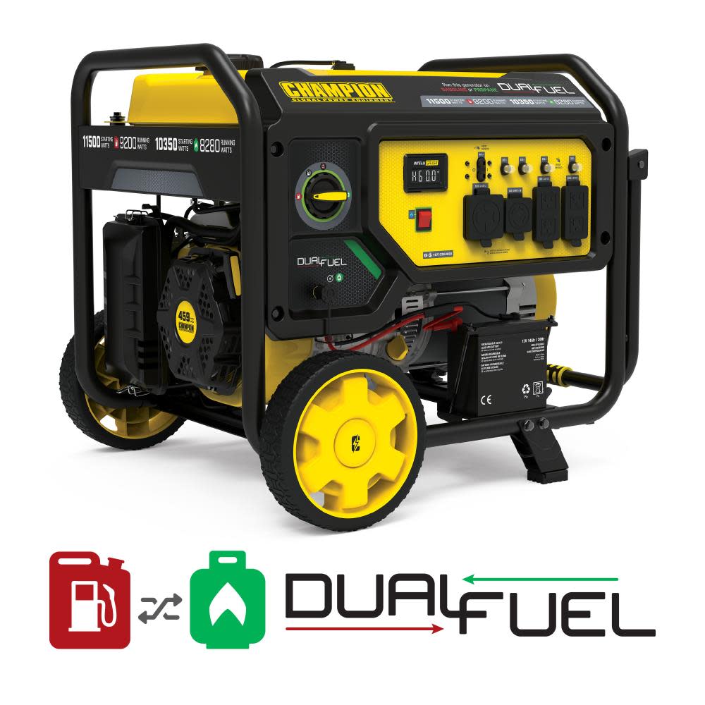 Champion 9200 Watt Dual Fuel Portable Generator with Electric Start ;