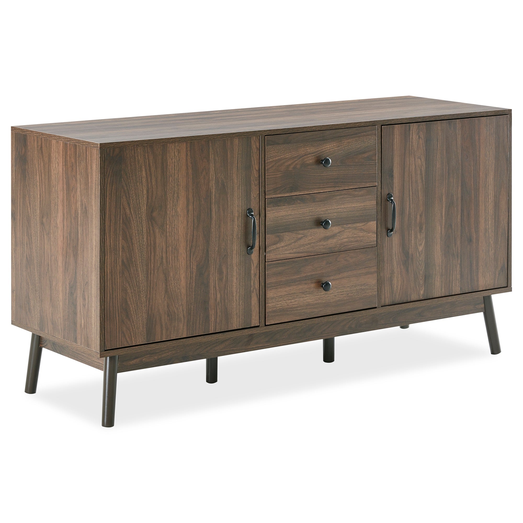 BELLEZE Sideboard Kitchen Buffet and TV Stand - Hughes (Dark Walnut)