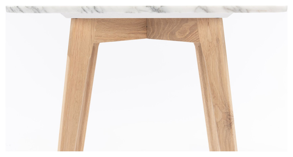 Cima 12 quotx 21 quotRectangular Italian Carrara White Marble Table With Oak Legs   Midcentury   Side Tables And End Tables   by Homesquare  Houzz