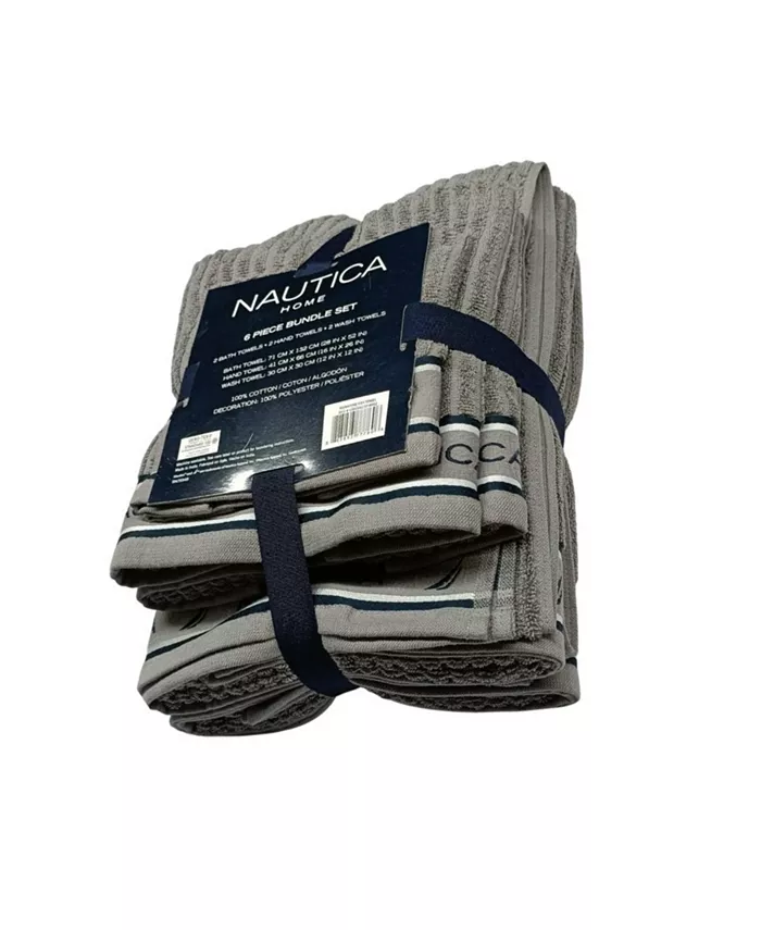 Nautica Signature Solid Cotton Terry 6 Piece Towel Set