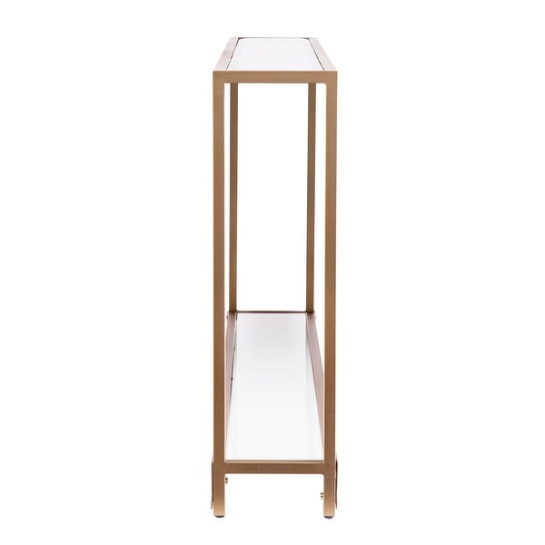 SEI Furniture Grant Wall-hug Goldtone Metal and Glass Console Table