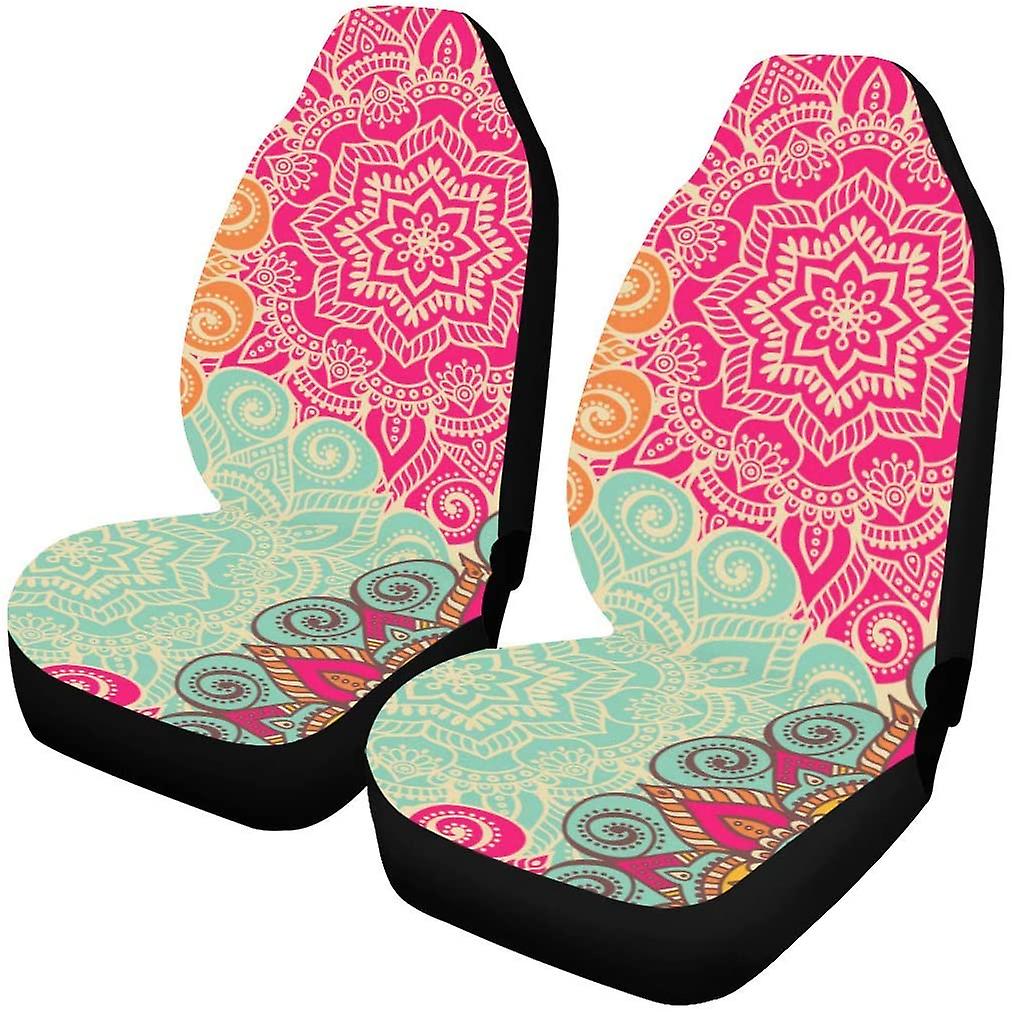 Set Of 2 Car Seat Covers Mandala Universal Auto Front Seats Protector Fits For Car，suv Sedan，truck D---42088