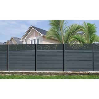 Modinex 72 in. x 16 in. Vibe WPC Framed Decorative Fence Extension and Wall Decor Charcoal (2 Pack) USAMOD-2CFT