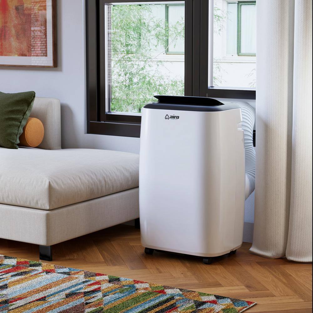 AIRO COMFORT 10000 BTU 115-Volt Portable Air Conditioner Cools 450 sq. ft. with Dehumidifier Function and LCD Remote White AIRO-AirCond-10K