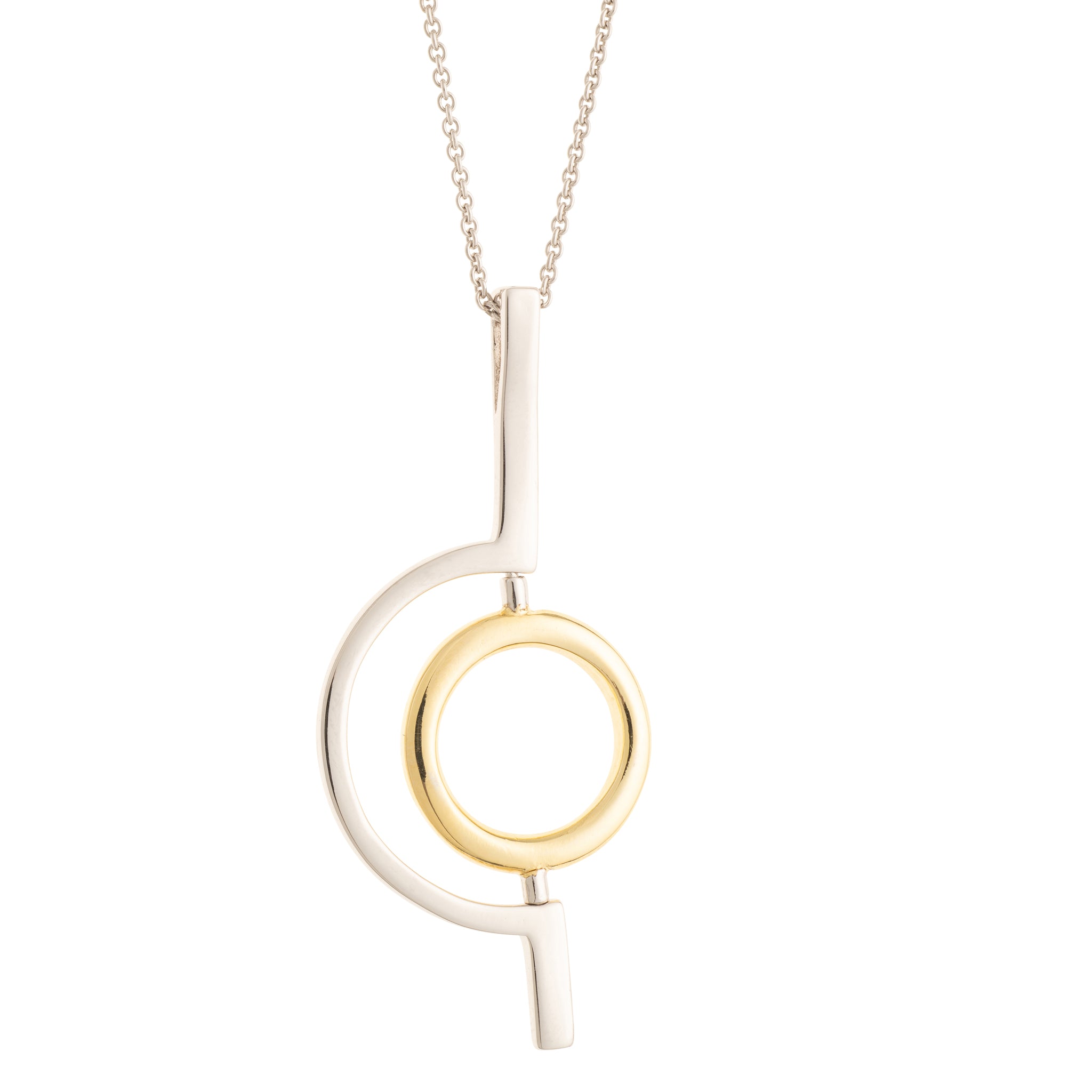 Galway Crystal Orbit Sterling Silver & Gold Pendant