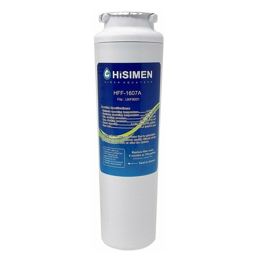 1 Pack HiSimen UKF8001 Whirlpool Genuine Refrigerator Water Filter NSF Certified