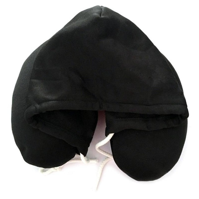 Travel Hooded U Shaped Pillow Cushion Head Rest Neck Support Eye Mask