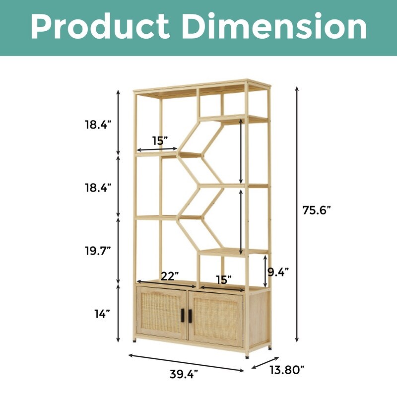 7 Tiers bookcases storage Natural cabinet torage Particle Board storage rack