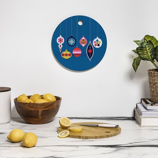 Showmemars Retro Christmas Baubles Cutting Board Round