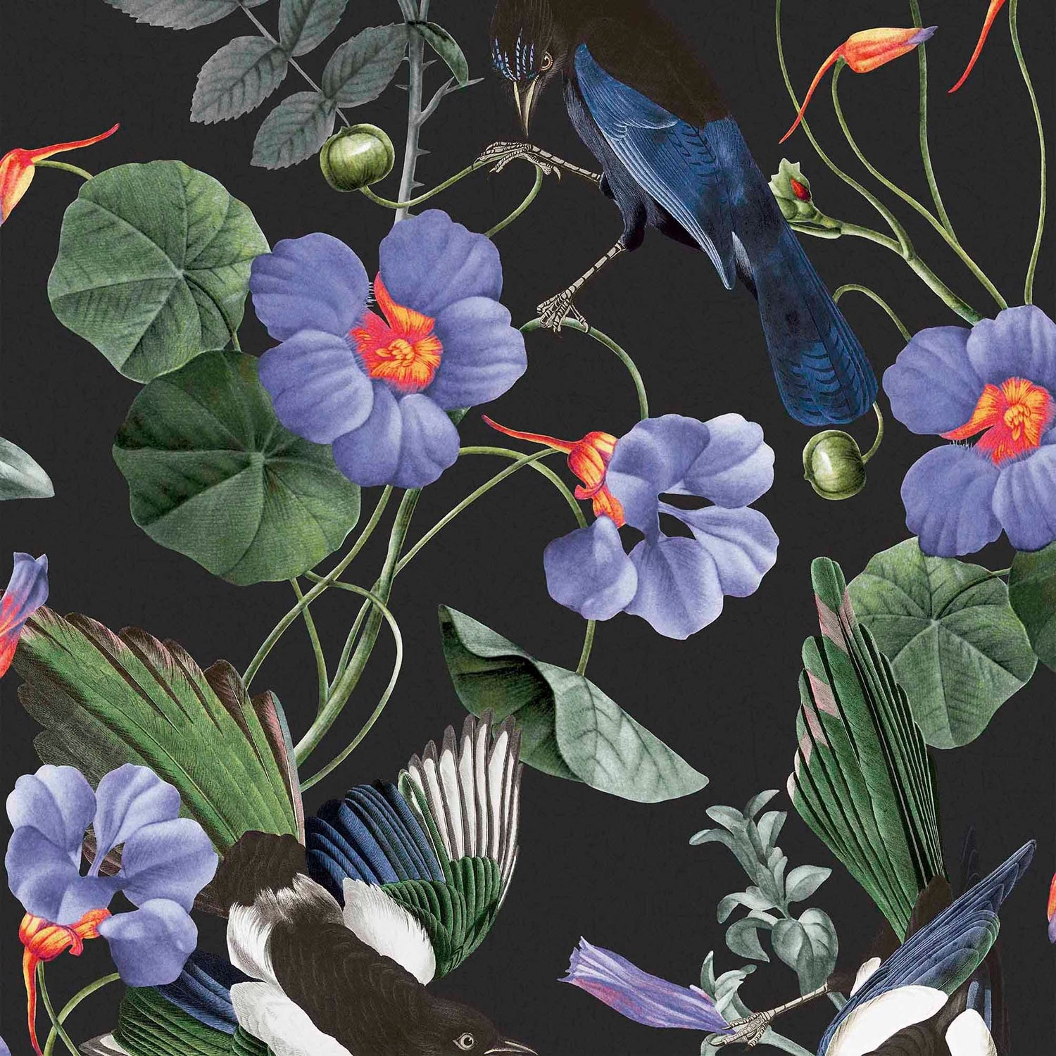 Sample Magpie Floral Wallpaper