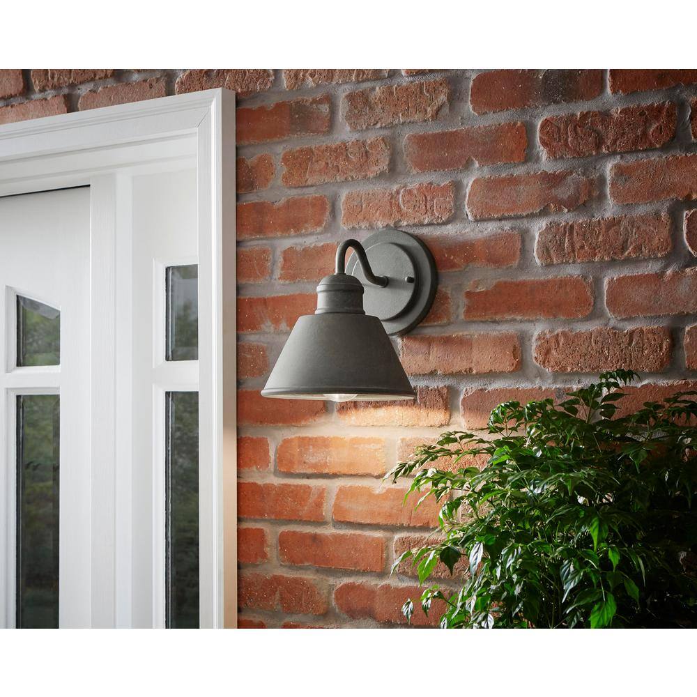 Hampton Bay 1-Light Zinc Outdoor Wall Barn Light Sconce Lantern HSP1691A