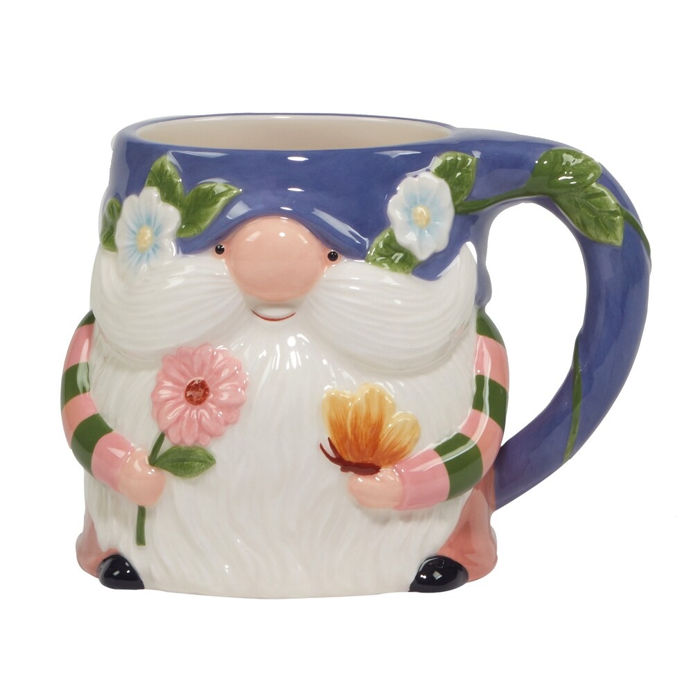 Certified International Garden Gnomes 16 ox. 3 D Mugs  Set of 4 Assorted Designs