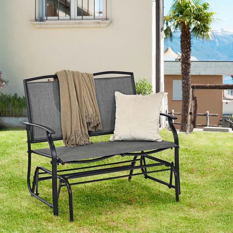 Weatherproof 2-Person Patio Swing Glider Bench Outdoor Rocking Lounge Chair Loveseat Rocker