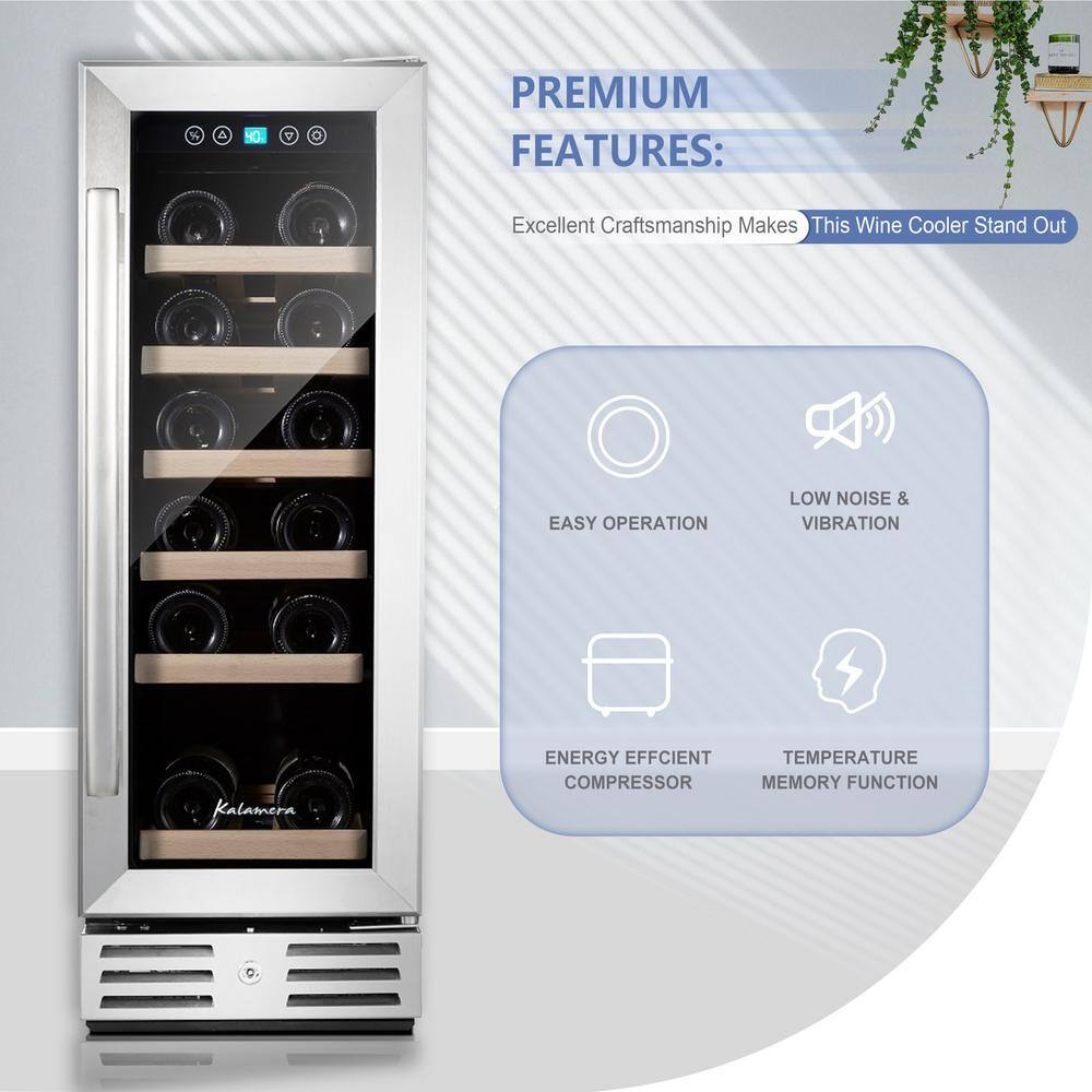 Kalamera 12 in. Built-in 18 Bottle Wine Cooler with Touch Control KRC-18SZB