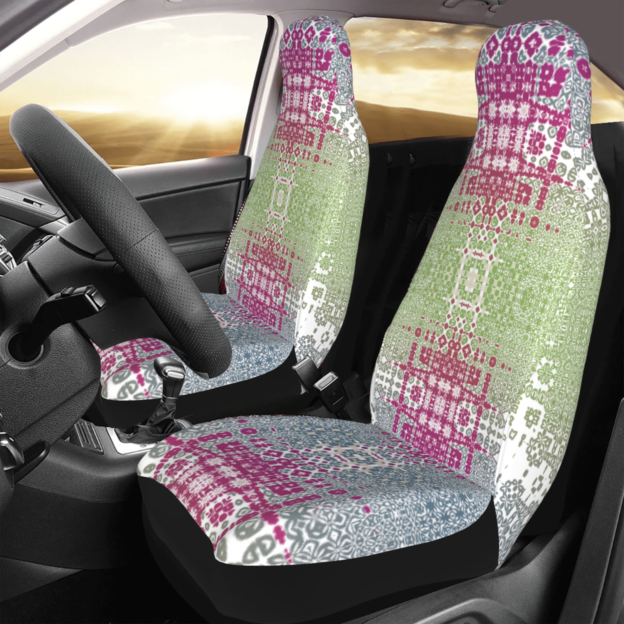 ZICANCN Car Seat Cover Retro Textured Pattern Car Front Seat Covers Protectors ， Automotive Seat Covers for Cars Trucks Suv