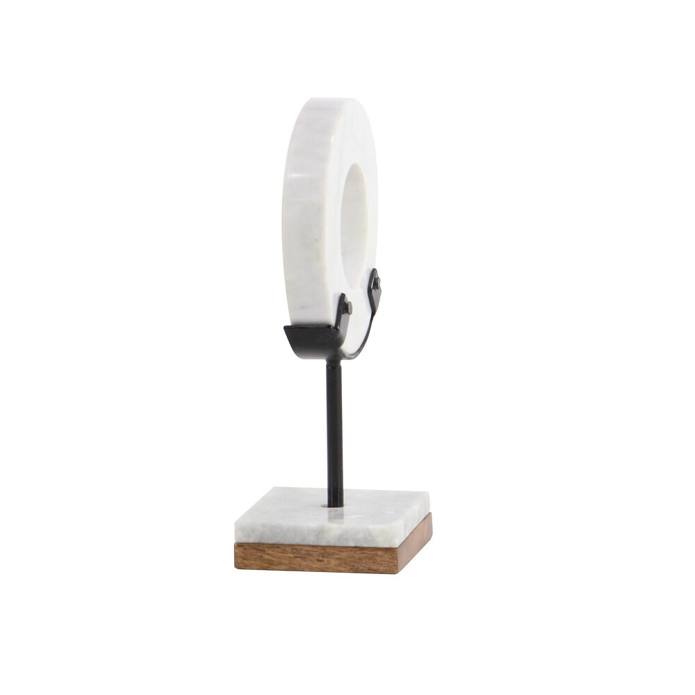 White Marble Modern Sculpture Round   6 x 4 x 11Round