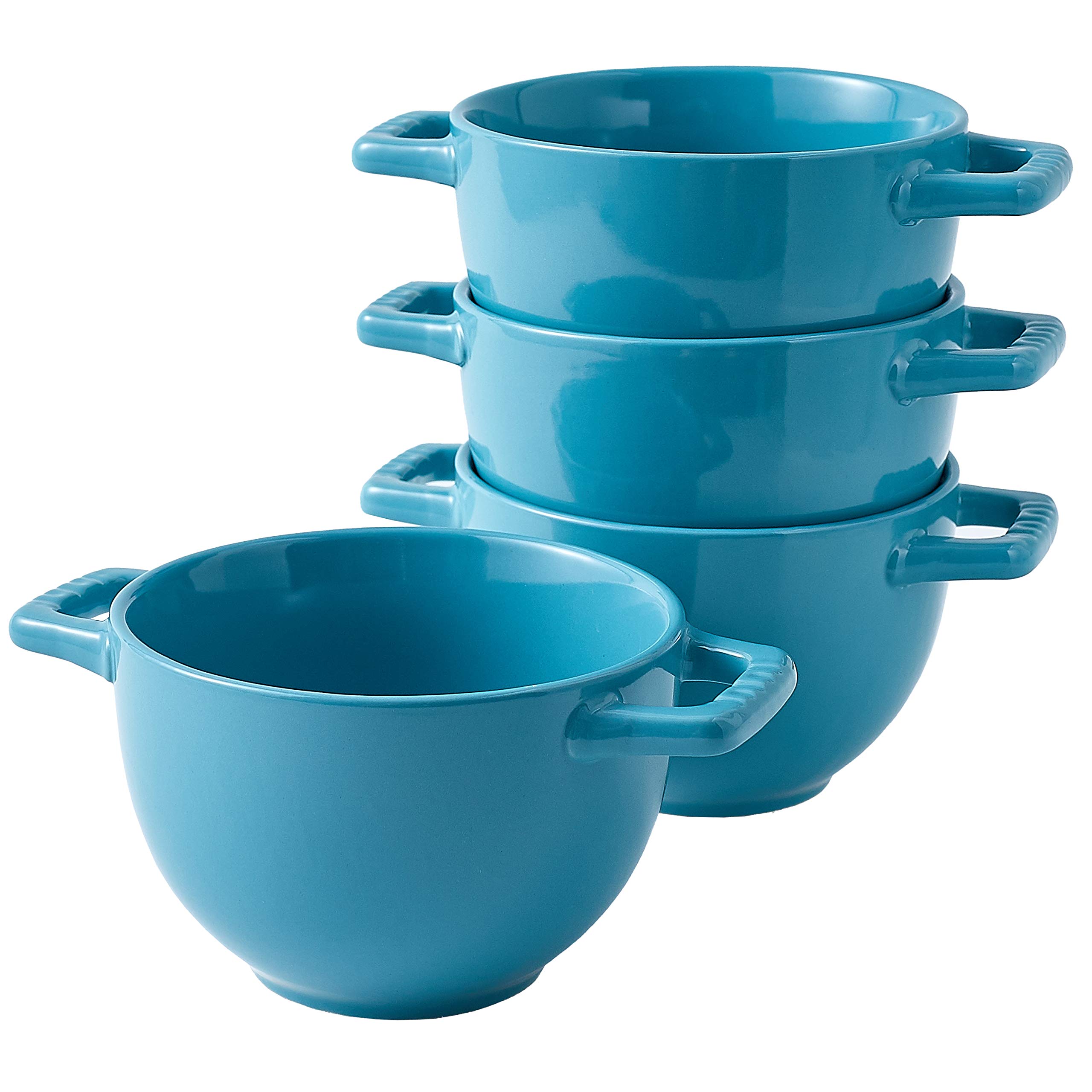 Set of 4 Large Soup Crocks with Handles for Cereal Bowl， Soup， Stew， Chilli， - Oven safe