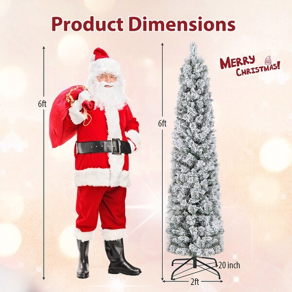 Gymax 4.5/6/7 FT PreLit Artificial Christmas Tree Slim Pencil Xmas