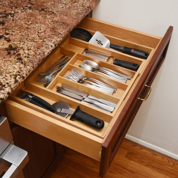 YBM HOME Bamboo Cutlery and Knives Tool Tray