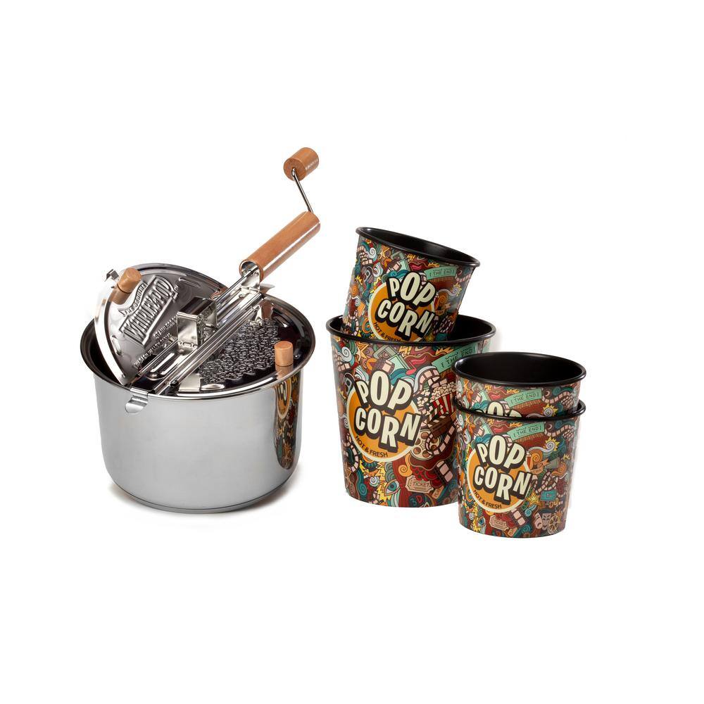 Whirley Pop 6 qt. Stainless Steel with 4-Film Festival Graffiti Tubs 23020-D