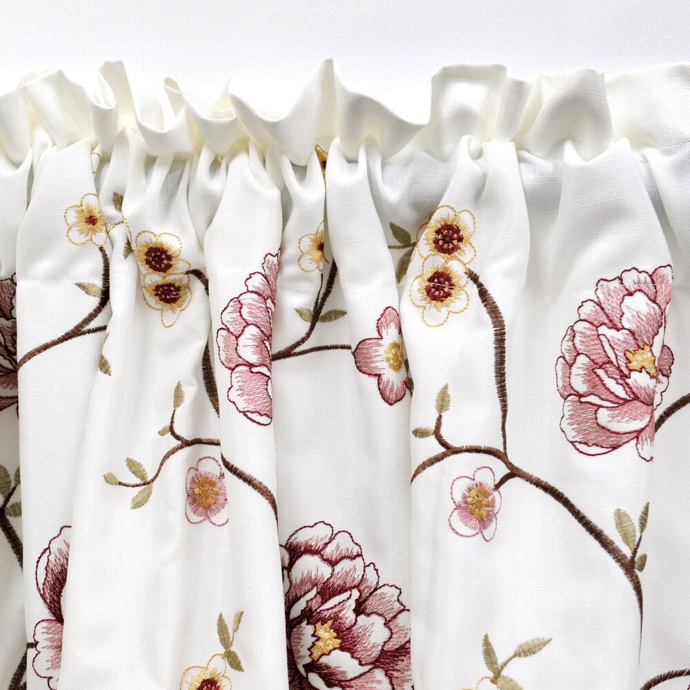 Serenta Embroidery Red/Gold Spring Flower Valance