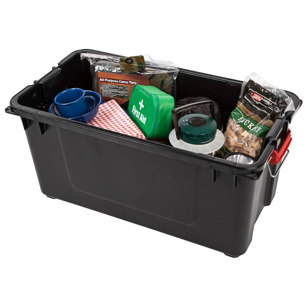 IRIS 82 Qt. WeatherPro Store-It-All Storage Bin in Black (4-Pack) 585750