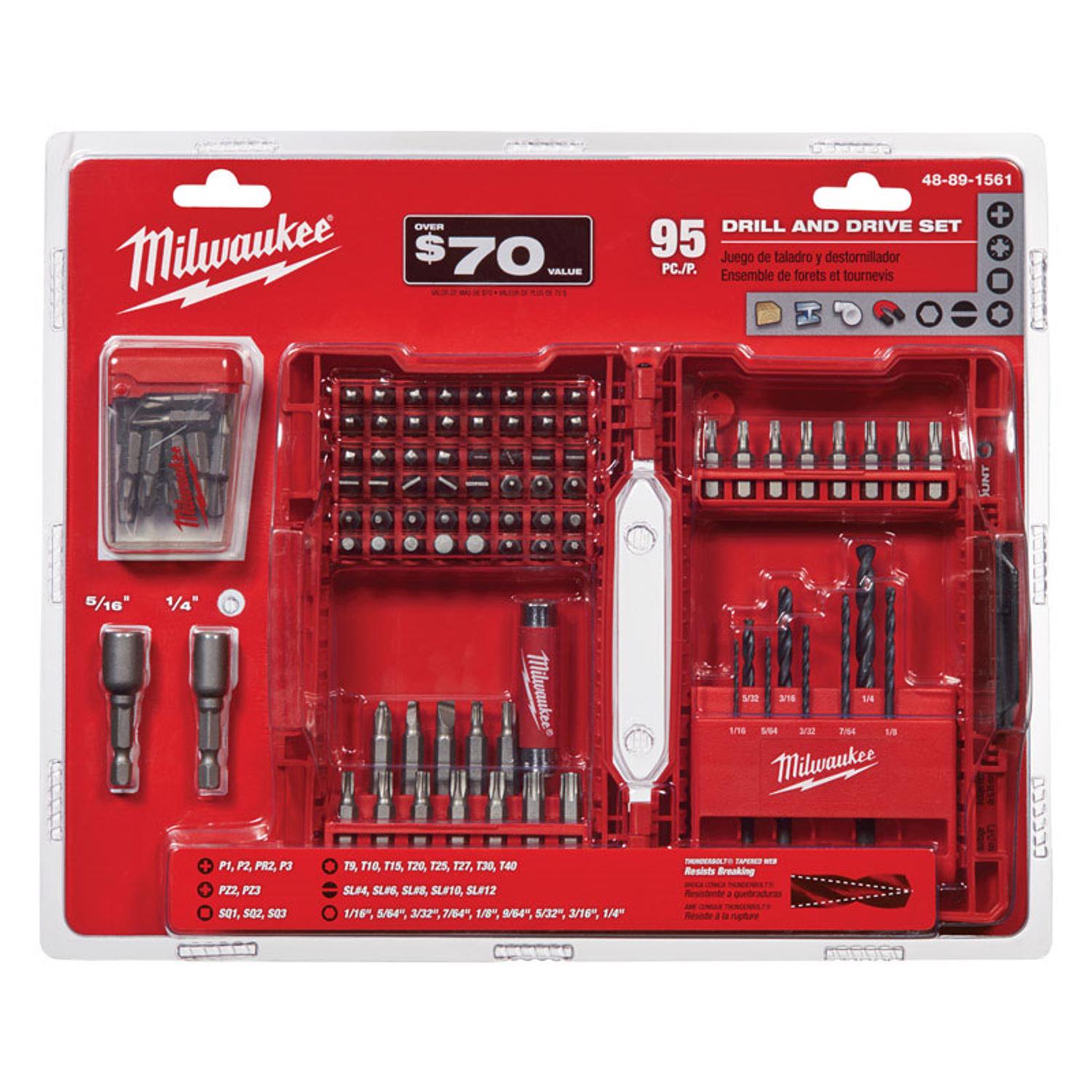 MW Shockwave Assorted 1 in. L Drill and Driver Bit Set Steel 95 pc