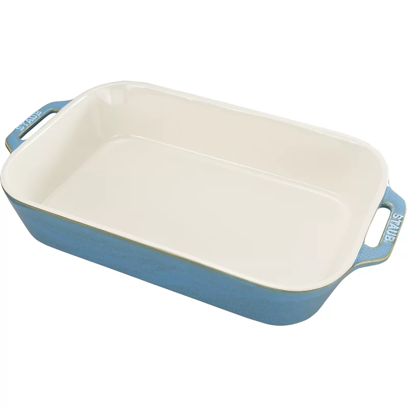 STAUB 40511-890 Ceramics Rectangular Baking Dish， 13x9-inch， Rustic Turquoise