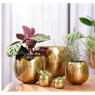 Luxury Design Gold Polished Metal Planter Home Indoor Outdoor Garden Usage  Metal Planter Made in India