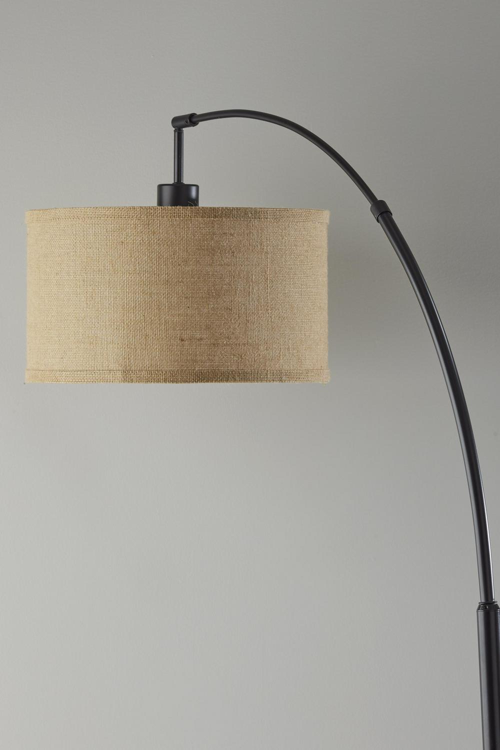 Simplee Adesso Burlap Arc Floor Lamp， Antique Bronze