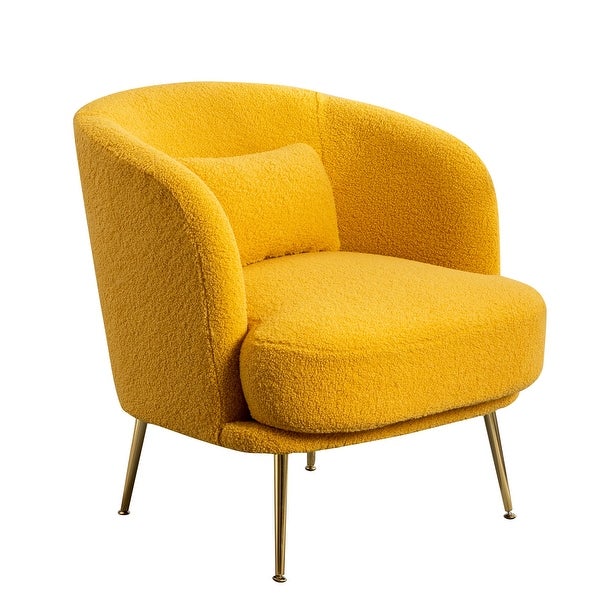 Curved Boucle Upholstered Accent Chair Luxurious Armchair Single Sofa Leisure Club Chair