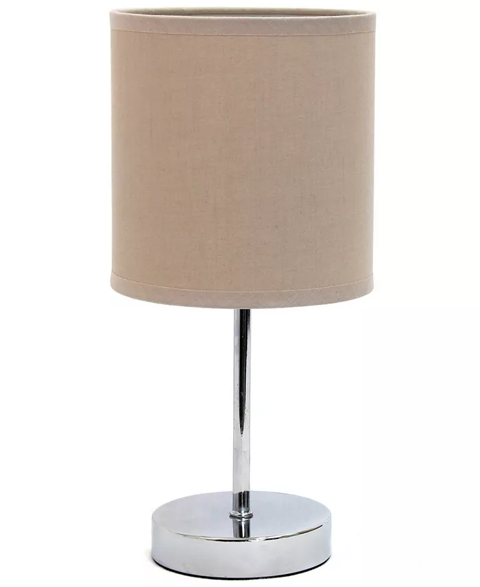 All The Rages Simple Designs Chrome Mini Basic Table Lamp with Fabric Shade