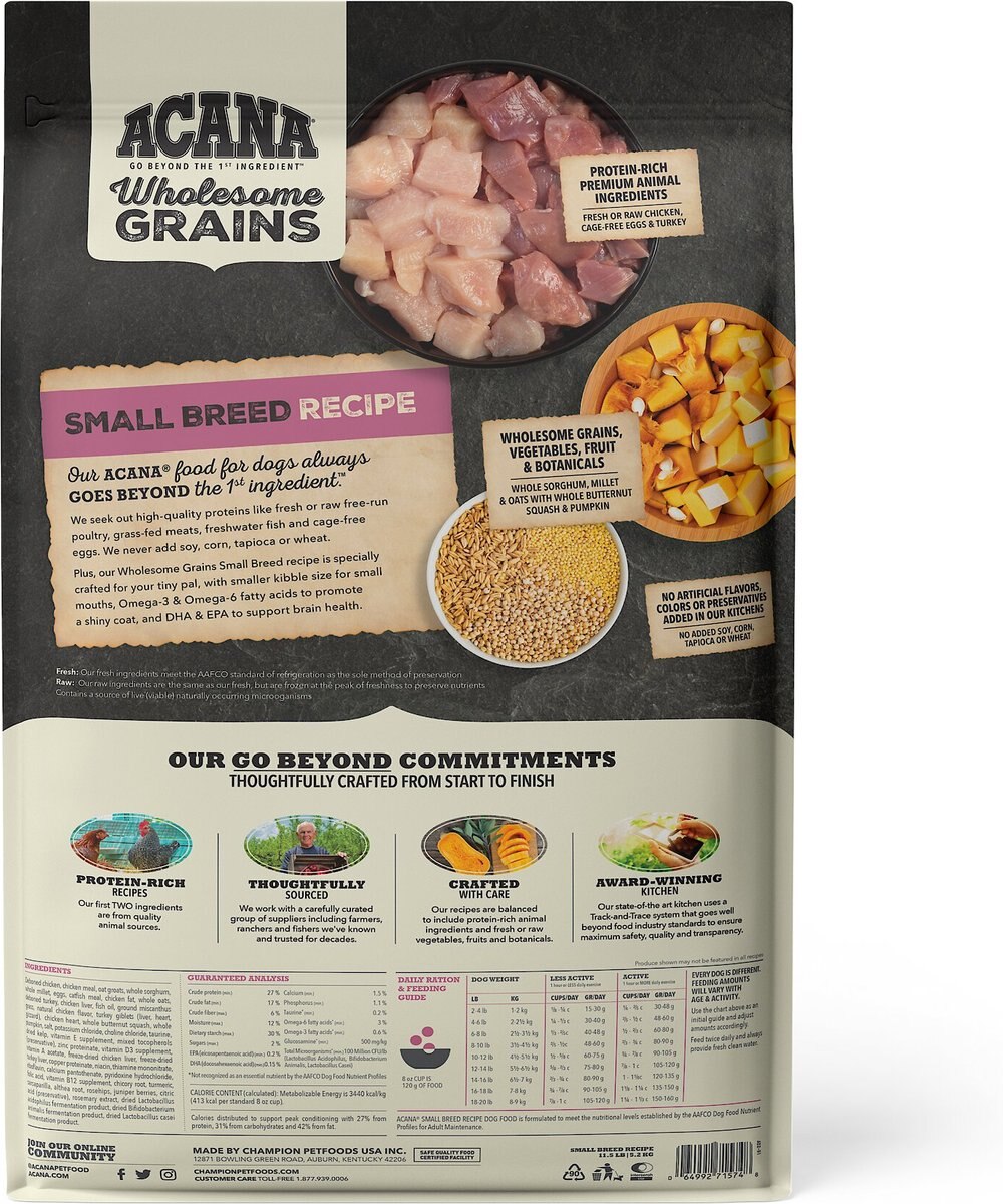 ACANA Wholesome Grains Small Breed Recipe Dry Dog Food