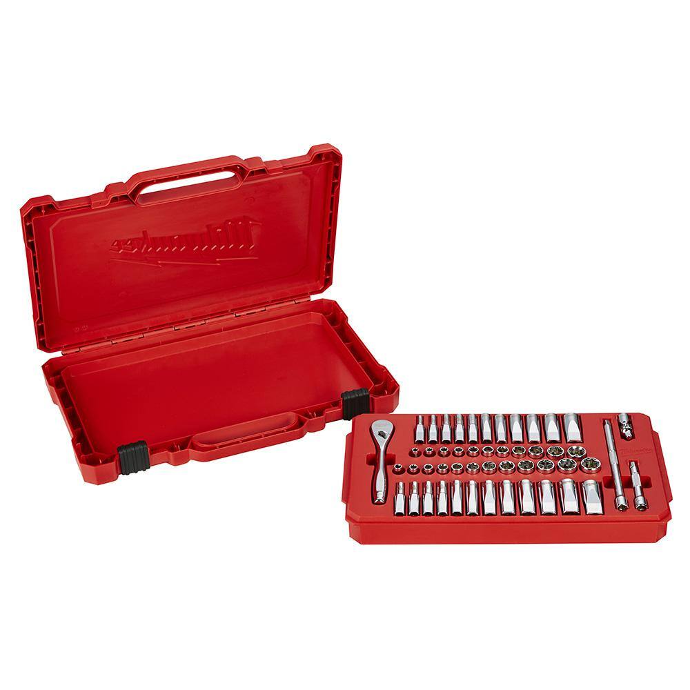 MW 14 in. Drive SAEMetric Ratchet and Socket Mechanics Tool Set with 14 in. Drive 9 in. Extended Ratchet (51-Piece) 48-22-9004-48-22-9005