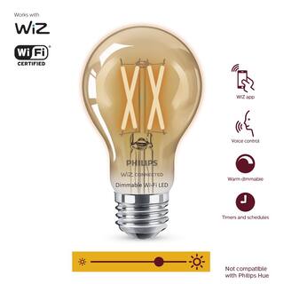 Philips 40-Watt Equivalent A19 LED Smart Wi-Fi Light Bulb Amber (2000K) powered by WiZ (2-Pack) 555524