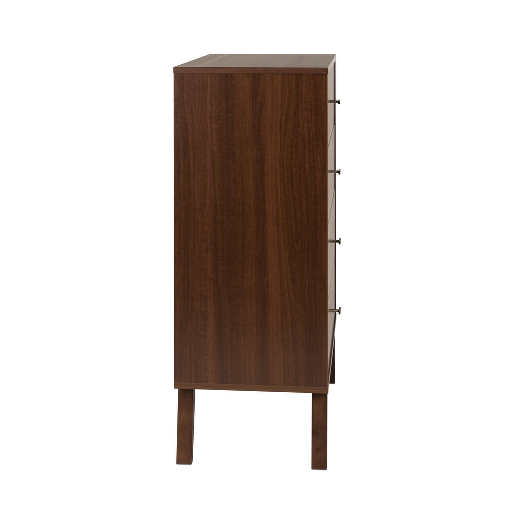 Prepac Milo Mid Century Modern 4 Drawer Chest of Drawers  Contemporary Bedroom Furniture  Small Dresser for Bedroom