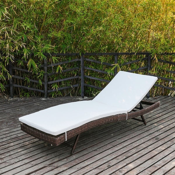 YUKOOL All-weather Wicker Patio Lounge Chaise with Removable Thick Cushion，Lounge Chair with 5-position Adjustable Backrest