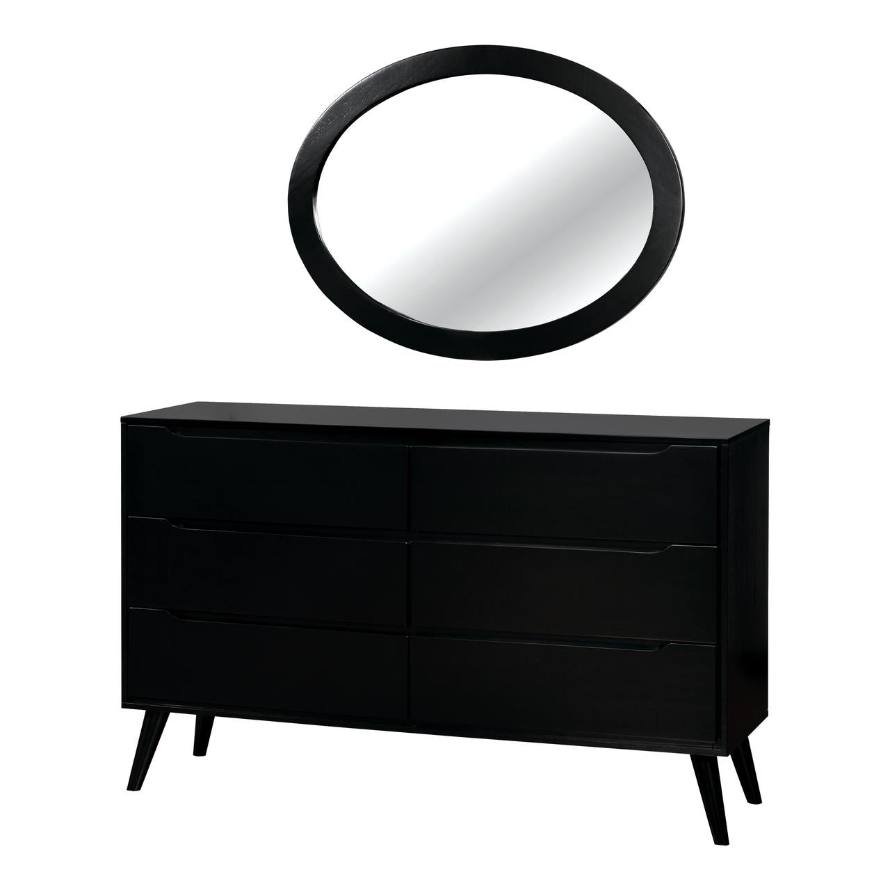 Furniture of America Farrah 2-Piece Dresser and Oval Mirror Set, Black