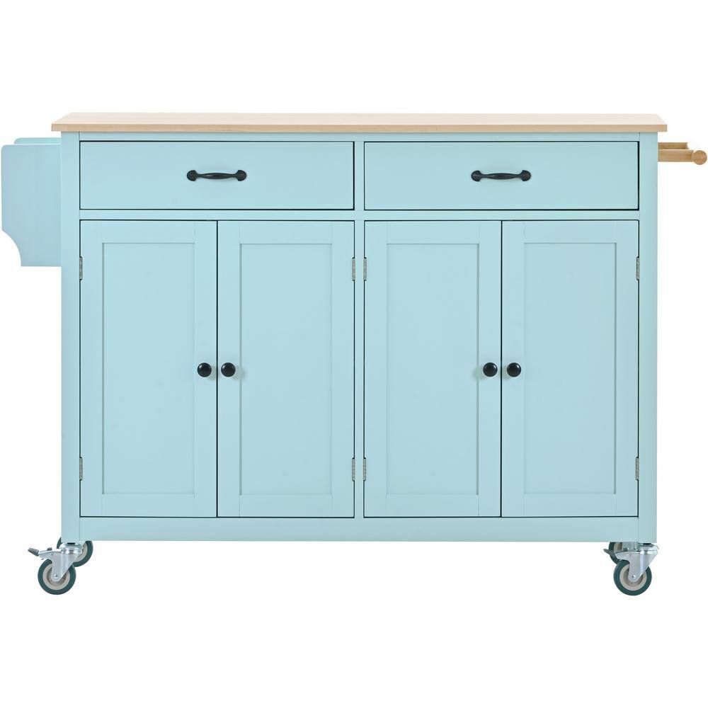 Nestfair Mint Green Wood 55 in. W Kitchen Island with Rack and Drawers LWF00911N