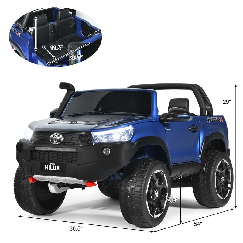 Licensed Toyota Hilux 2-Seater Kids Ride on Car 4WD 2x12V Battery Powered Riding Toy Truck with Remote