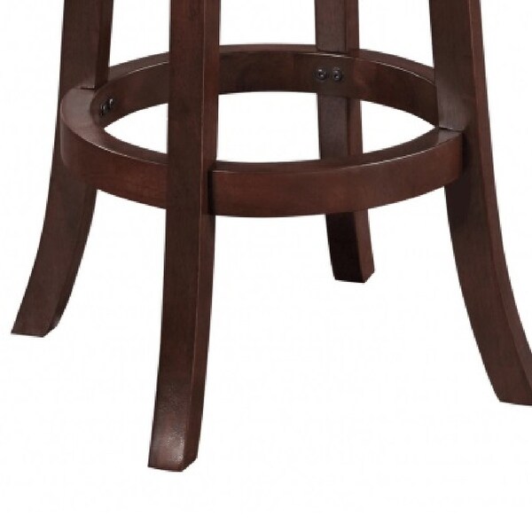 Sabi 29 inch Swivel Counter Stool， Solid Wood， Faux Leather， Brown， Black