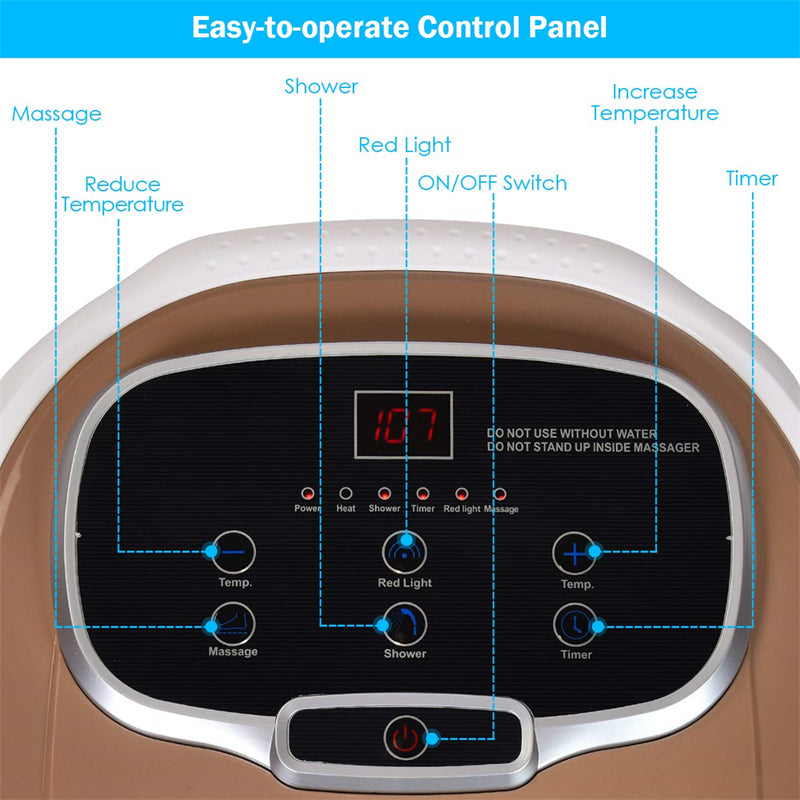 Portable Foot Spa Bath Motorized Massager with Heat Function Water Shower Shiatsu Massage Balls Time & Temper Control