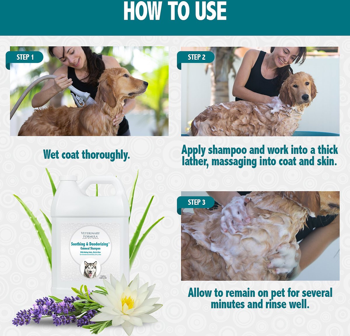 Veterinary Formula Solutions Soothing and Deodorizing Oatmeal Shampoo for Dogs and Cats