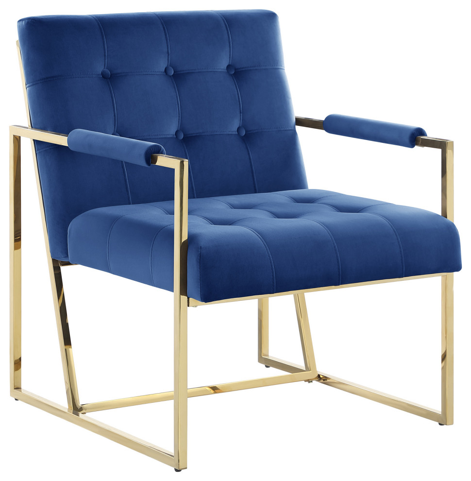 Louie Modern Arm Chair with Gold Frame   Contemporary   Armchairs And Accent Chairs   by Best Master Furniture  Houzz