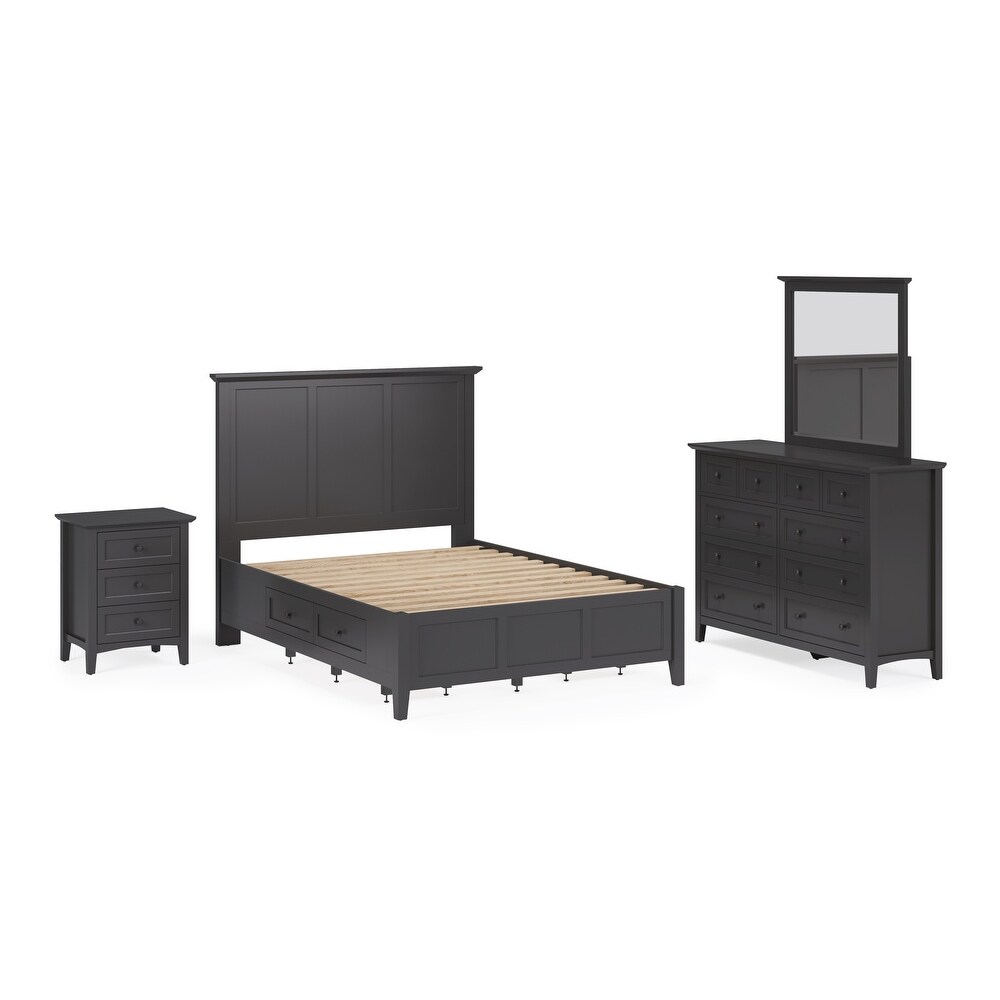 Grace Three Drawer Nightstand in Raven Black