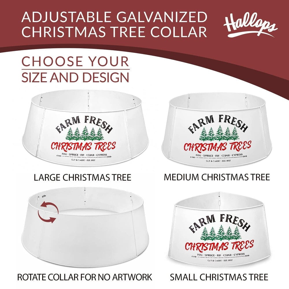 Galvanized Tree Collar - Large To Small Christmas Tree. Adjustable Metal Skirt